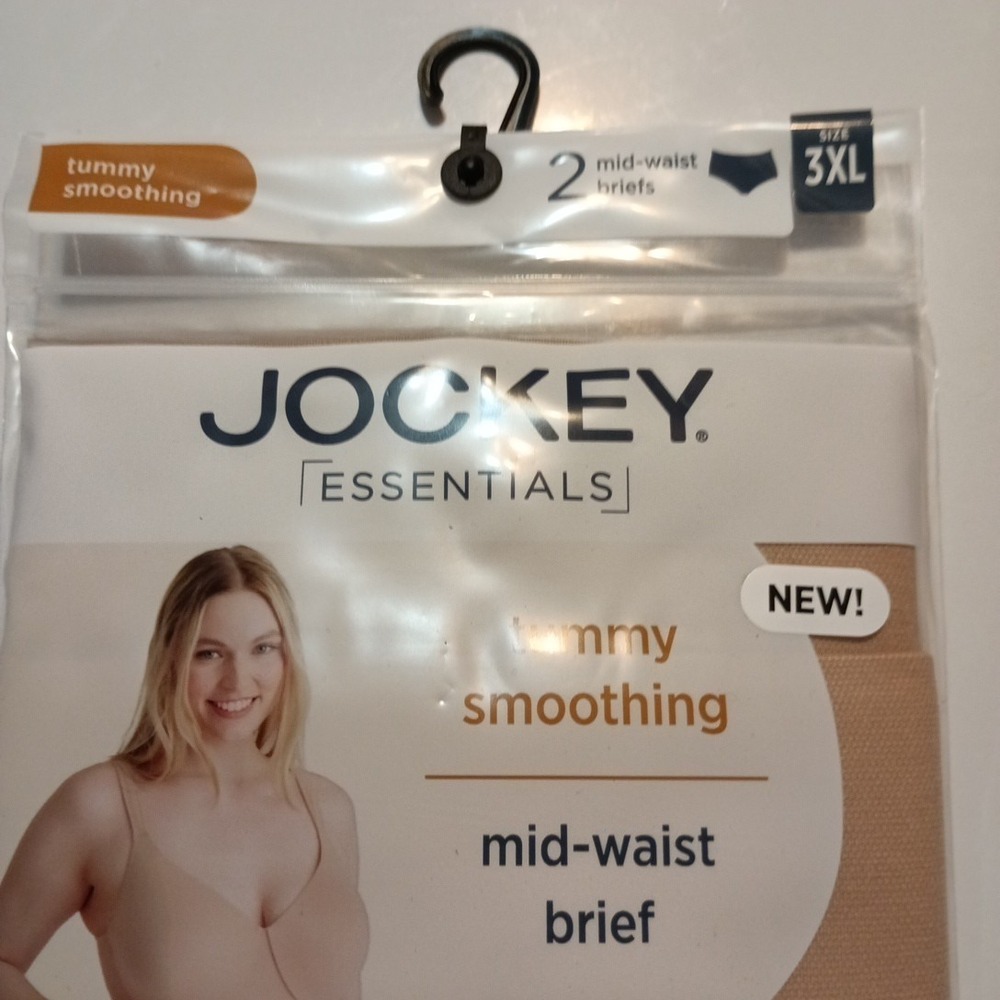 Jockey Tummy Smoothing Mid-Waist Briefs Women's Size 3XL Beige 2 Pack - Picture 2 of 5